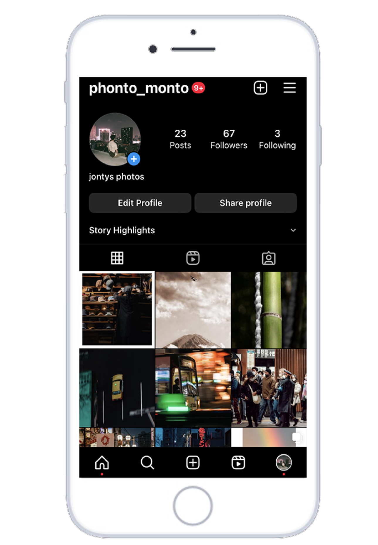 Image displaying @phonto_monto's instagram page
