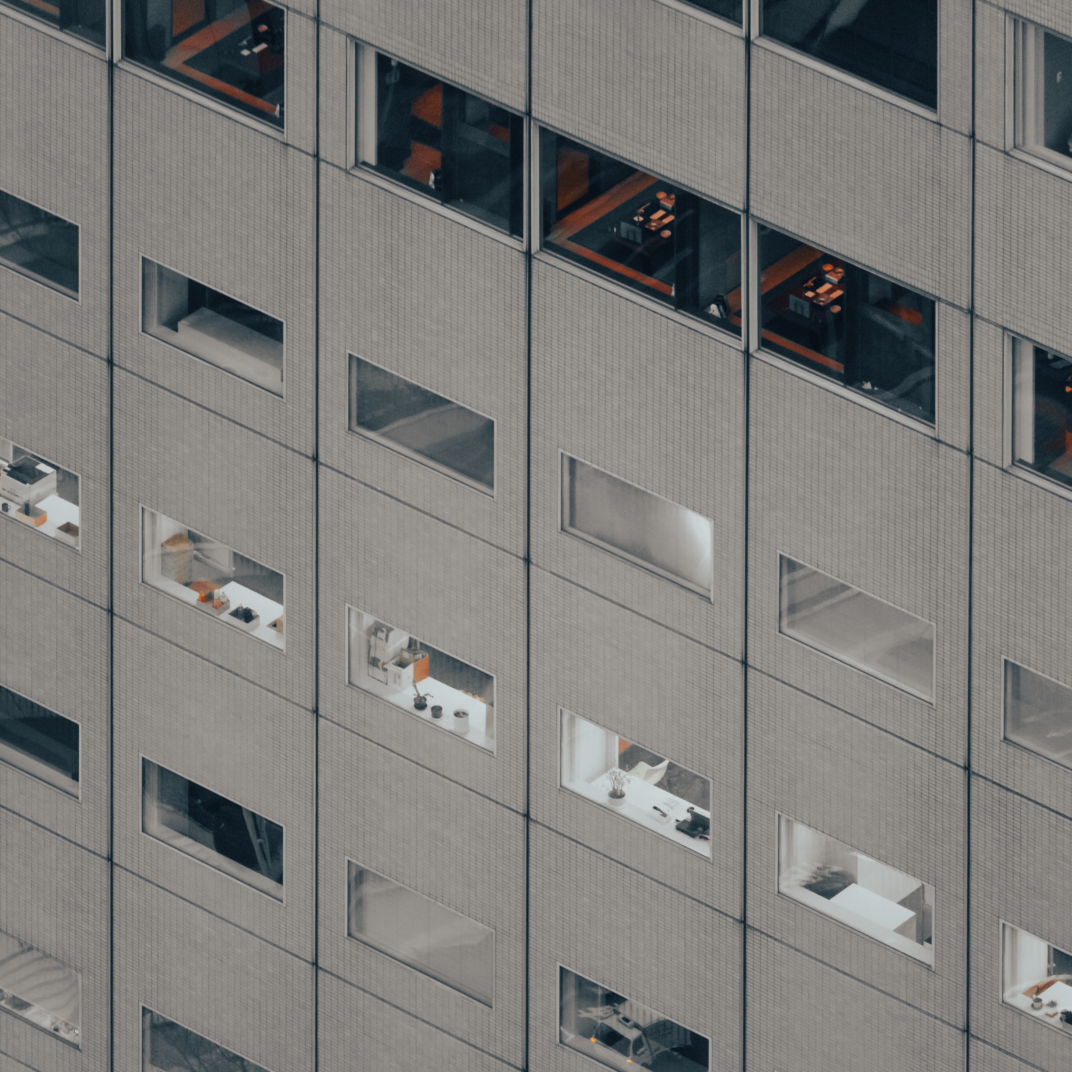 Scene of an office building, showing different floors, Tokyo, Japan